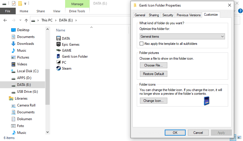 Cara Mengganti Icon Folder di Windows - Klik Apply