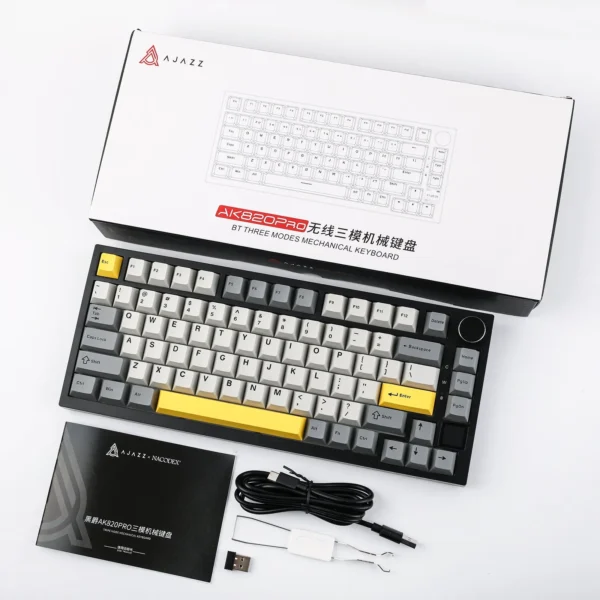 Ajazz AK820 GTS PRO 3-Mode Keyboard With LED Screen [75% / Gasket Mount / RGB / Tri-Mode / 4000mAh]