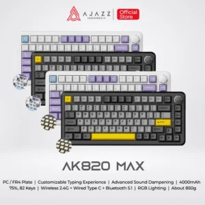 Ajazz AK820 MAX 75% Mechanical Keyboard 3-Mode RGB with FR4 & PC Plate