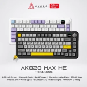 Ajazz AK820 MAX HE Magnetic Switch Rapid Trigger 75% Mechanical Keyboard Three Mode RGB with 0.85-inch TFT Color Screen