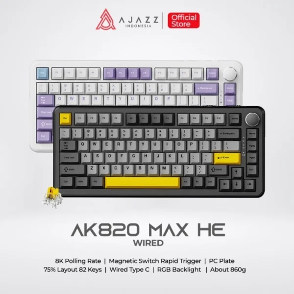 Ajazz AK820 MAX HE Magnetic Switch Rapid Trigger 75% Mechanical Keyboard Wired RGB