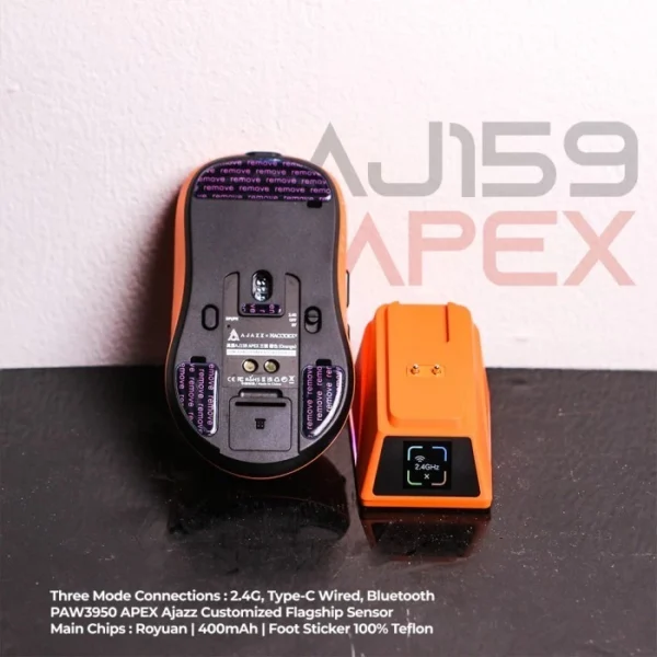 Ajazz AJ159 APEX 8K Gaming Mouse [3-Modes / PAW3950 / 42000 DPI / Magnetic Charging Dock]