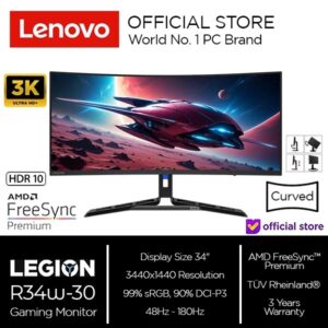 Monitor Gaming Lenovo Legion R34w-30 34" 2K 180Hz Curved