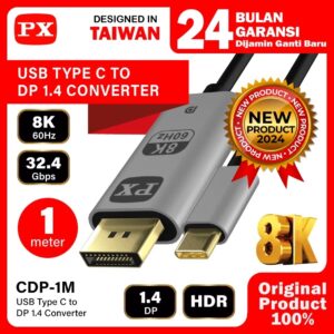 PX USB Type C 3.1 to Displayport 1.4 - 1 Meter