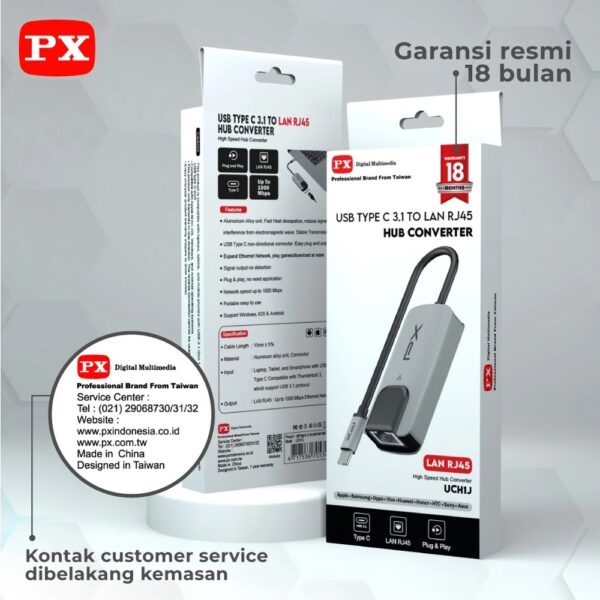 Converter PX USB Type C to RJ45 HUB