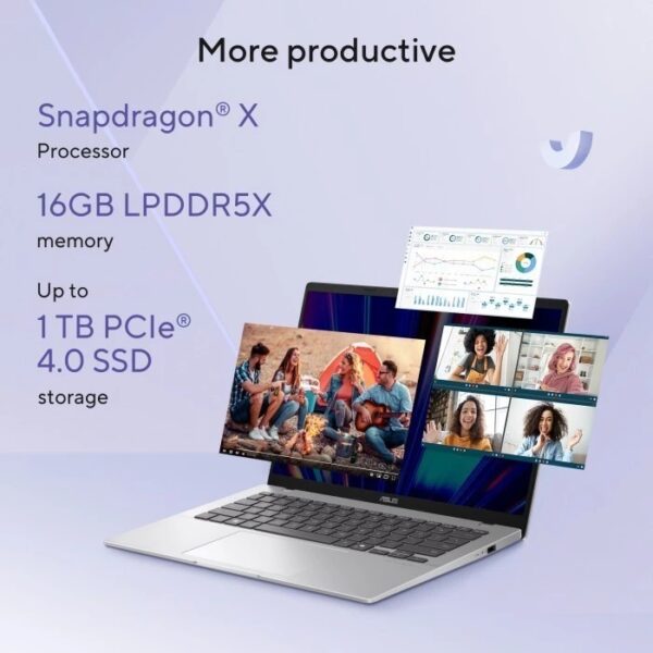 ASUS Vivobook 14 A1407QA-VIPSP152M – Platinum Gold [Snapdragon X1 26 100 / Qualcomm Adreno GPU / 16GB / 512GB / 14inch / WIN11 / OHS24 / M365]