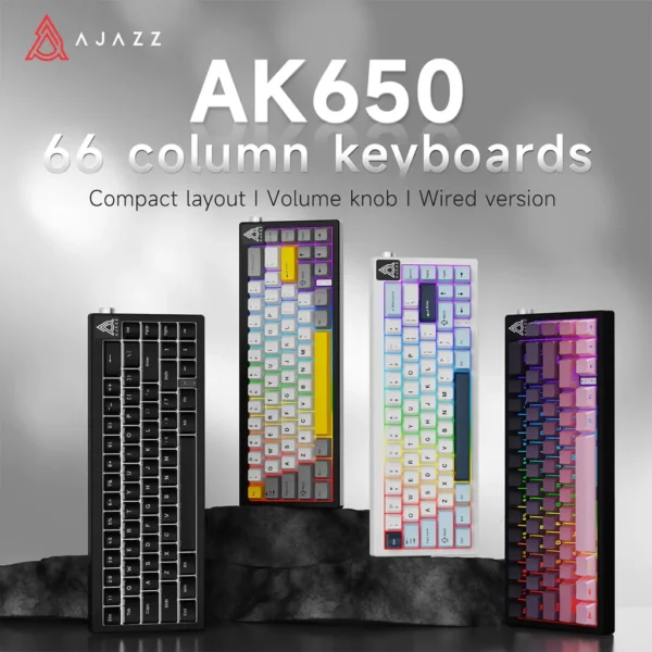 Ajazz AK650 Wired Mechanical Keyboard Gaming [66 Keys / RGB / Hot-Swappable / Type-C]