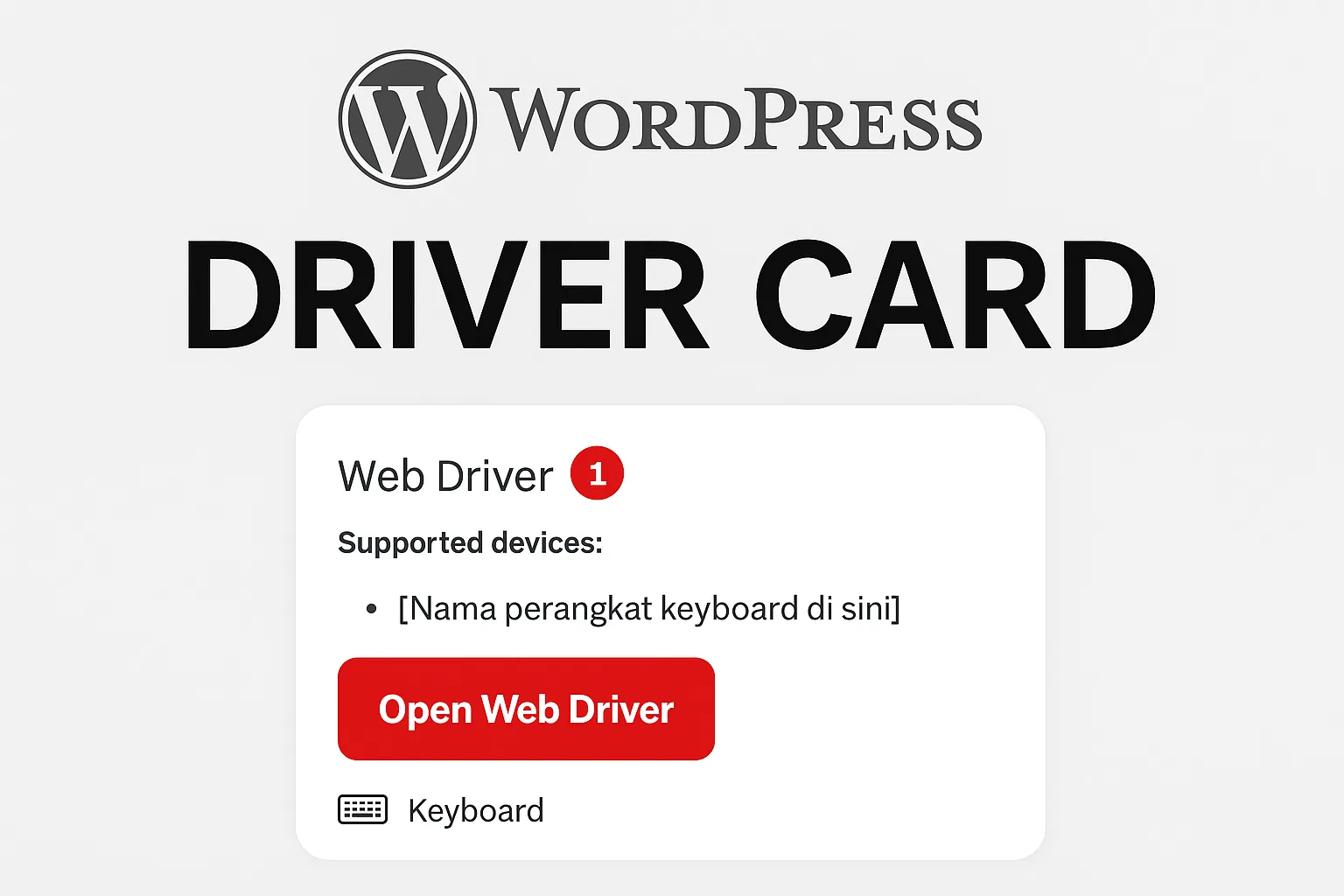 Driver Card for Wordpress