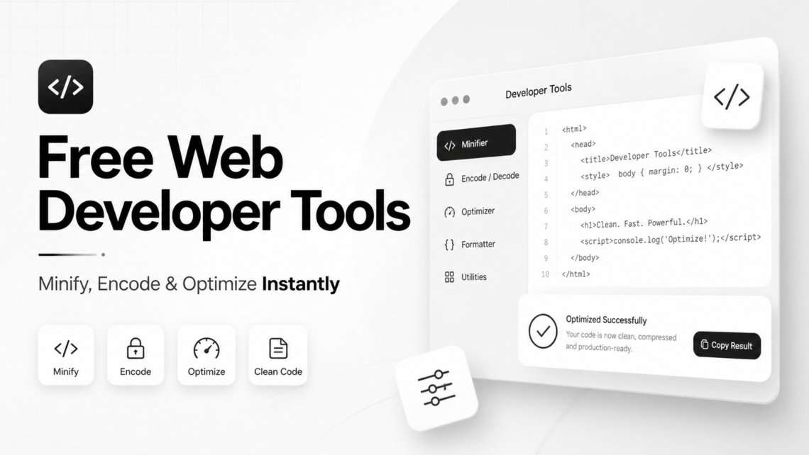 Free HTML, CSS & JavaScript Minifier Online + Base64 & URL Encoder 1 Free web developer tools banner