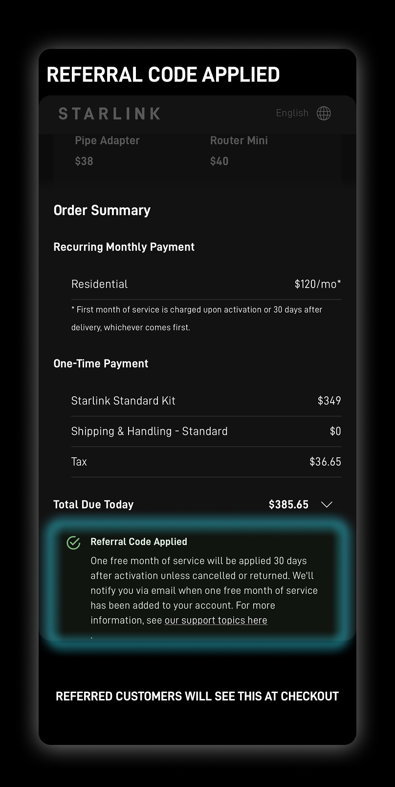 Referral Code Applied