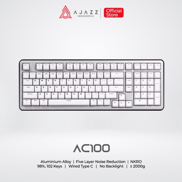 XKOMO Products 4 Ajazz AC100 98% Mechanical Keyboard Wired USB Type-C White Sea Salt Switch