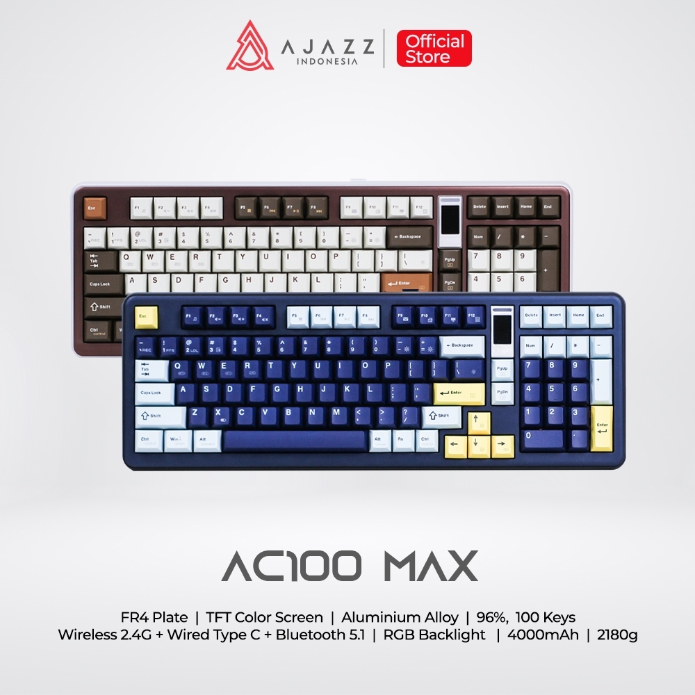 Ajazz AC100 MAX Mechanical Keyboard 100-Key Three-Mode RGB TFT LCD