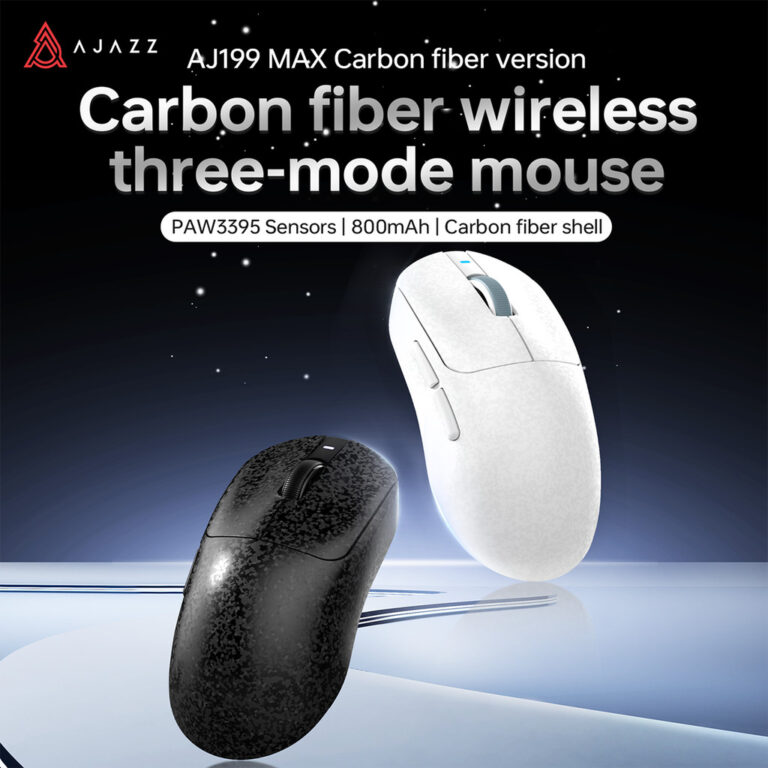 XKOMO Products 2 Ajazz AJ199 MAX Carbon Fiber Wireless Gaming Mouse PAW3395