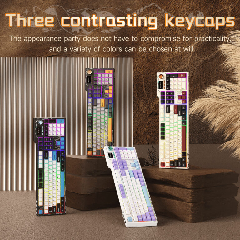 XKOMO Products 2 Ajazz AK35I V4 Wireless Mechanical Keyboard 104-Key dengan Screen dan Knob