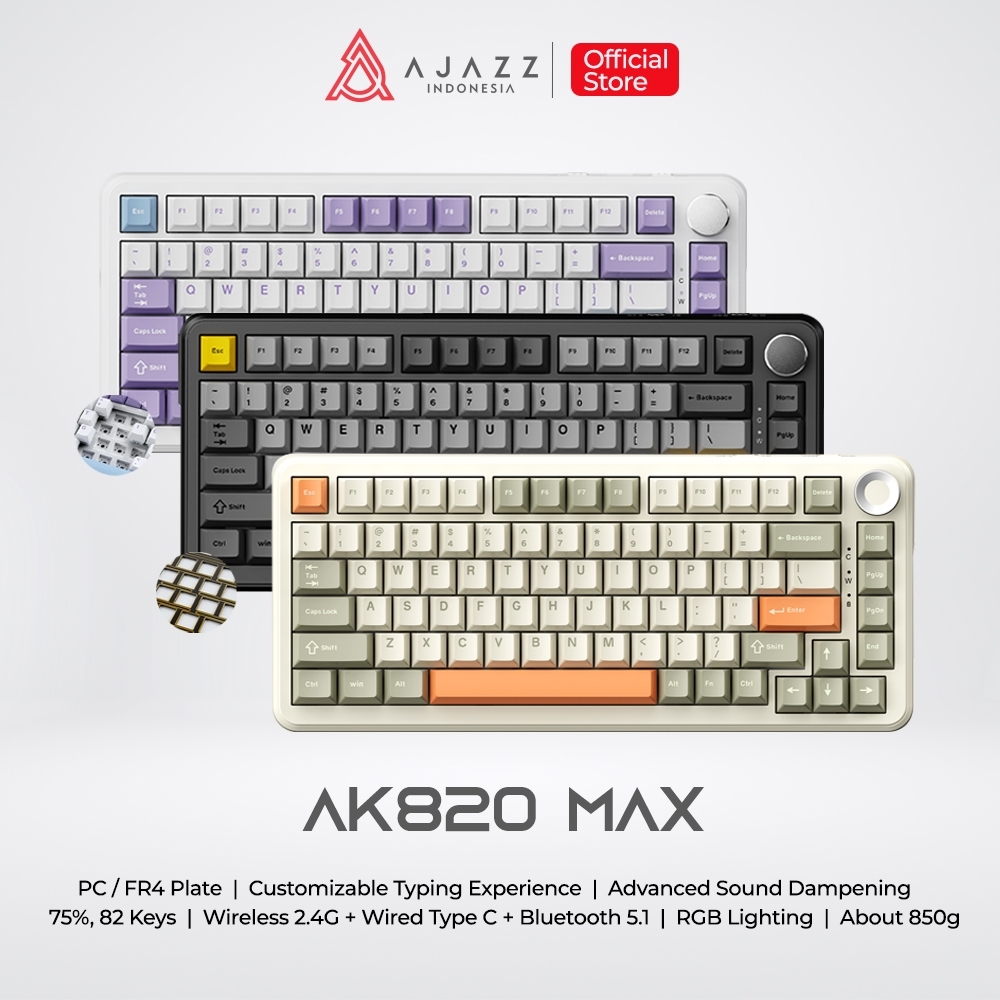 Ajazz AK820 MAX 75% Mechanical Keyboard 3-Mode RGB 1 Ajazz AK820 MAX 75% Mechanical Keyboard 3-Mode RGB