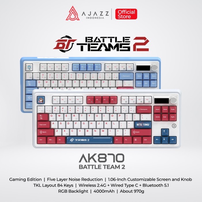 XKOMO Products 2 Ajazz AK870 Battle Teams 2 TKL Mechanical Keyboard