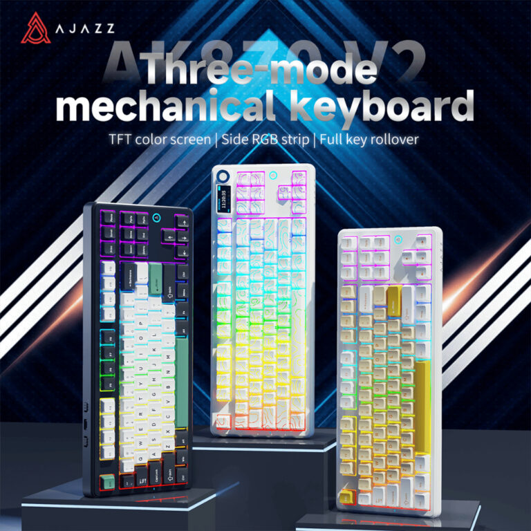 XKOMO Products 2 Ajazz AK870 V2 Mechanical Keyboard Wireless/Wired 87-Key
