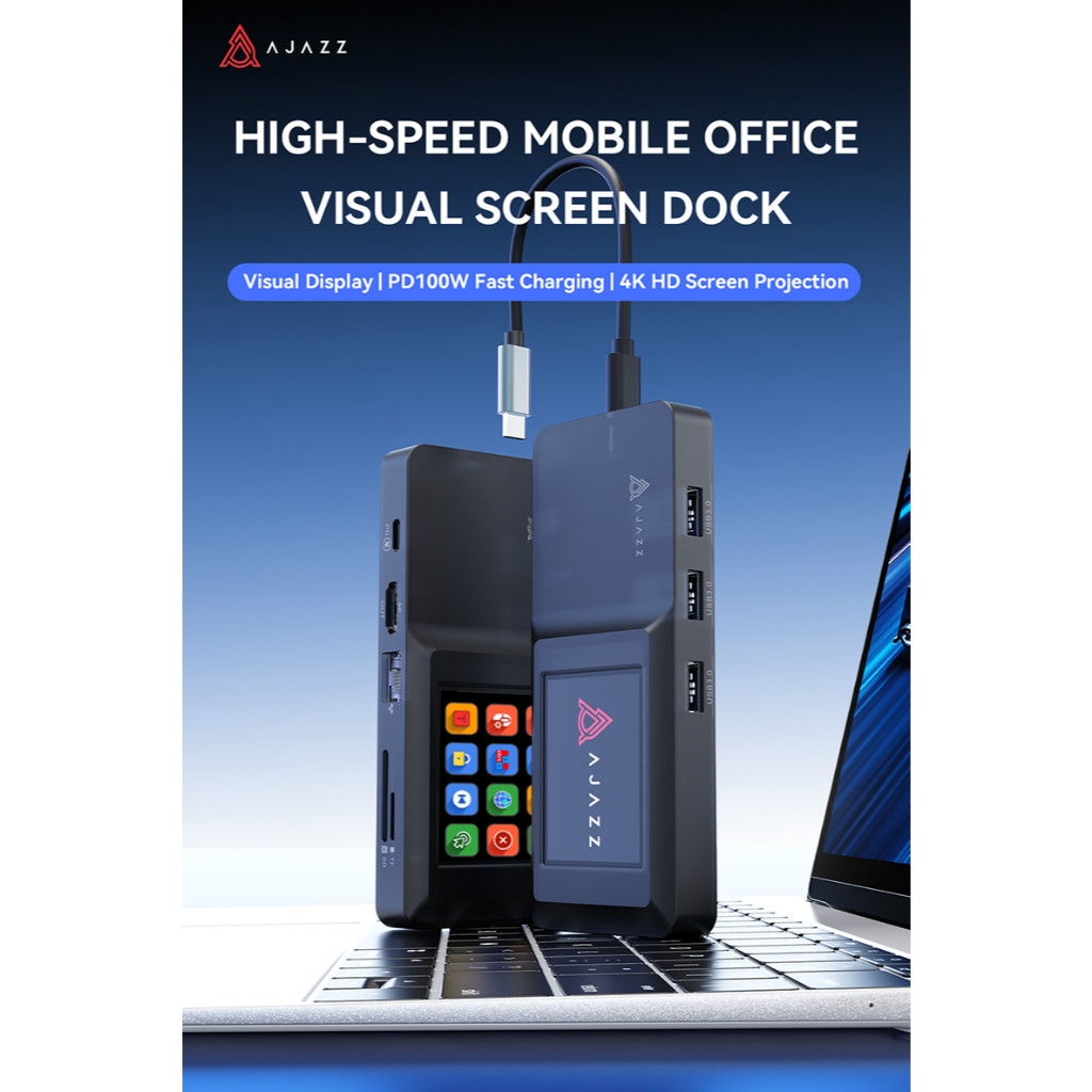 Ajazz AKP01E 8-in-1 USB-C Hub dengan Display 1 Ajazz AKP01E 8-in-1 USB-C Hub dengan Display