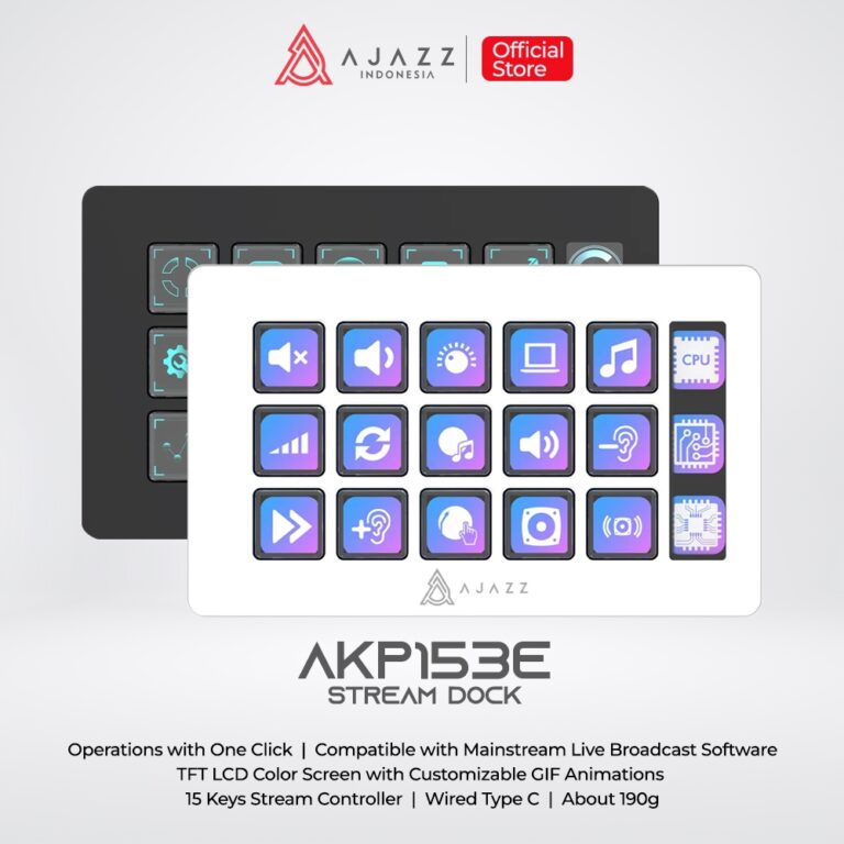 XKOMO Products 3 Ajazz AKP153E Stream Dock 15-Key dengan LCD Color Screen