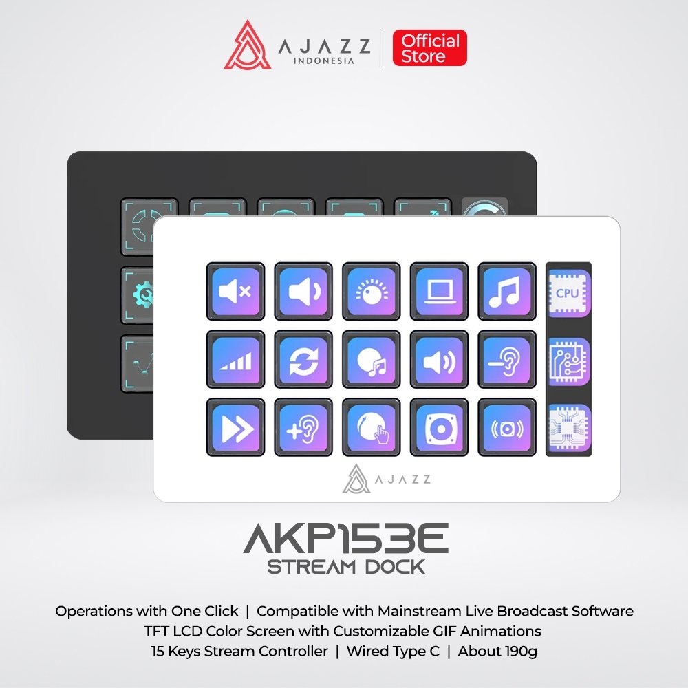 Ajazz AKP153E Stream Dock 15-Key dengan LCD Color Screen 1 Ajazz AKP153E Stream Dock 15-Key dengan LCD Color Screen