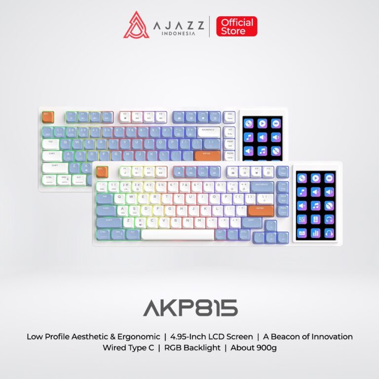 Ajazz AKP815 Low Profile Mechanical Keyboard RGB dengan LCD Touch Screen 4,95 inci