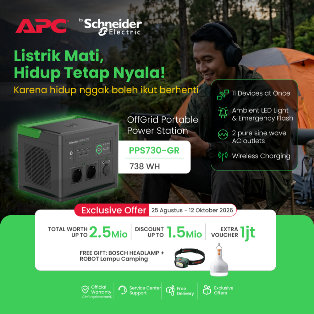 APC by Schneider Electric OffGrid Portable Power Station PPS730-GR 738Wh 700W 1 APC by Schneider Electric OffGrid Portable Power Station PPS730-GR 738Wh 700W