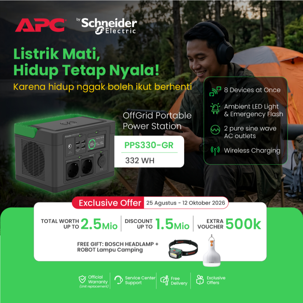 APC Schneider OffGrid Portable Power Station 330 PPS330-GR 332Wh 300W 1 APC Schneider OffGrid Portable Power Station 330 PPS330-GR 332Wh 300W