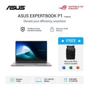 ASUS ExpertBook P1403CVA-S63852WS [Intel Core 3 100U / Intel UHD / 8GB DDR5 / 512GB / Misty Grey / 14" FHD]