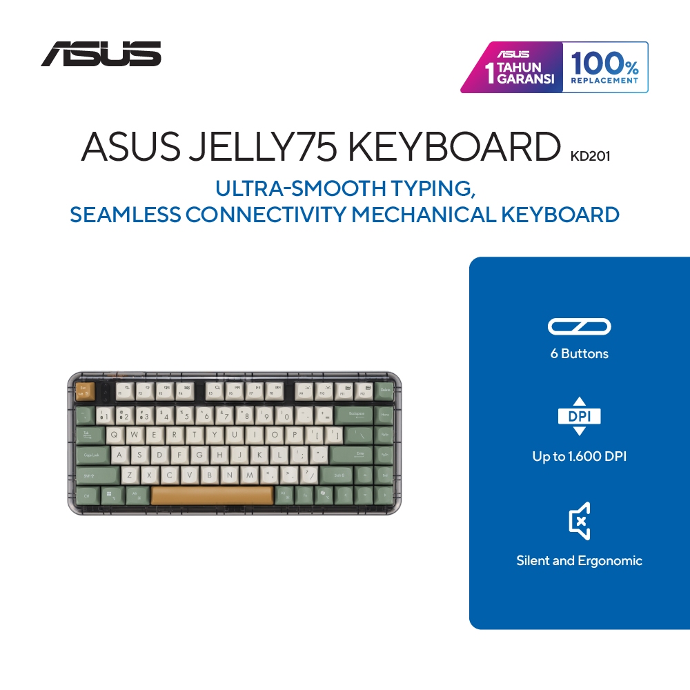 ASUS Jelly75 KD201 Mechanical Keyboard Wireless Volt Green 1 ASUS Jelly75 KD201 Mechanical Keyboard Wireless Volt Green