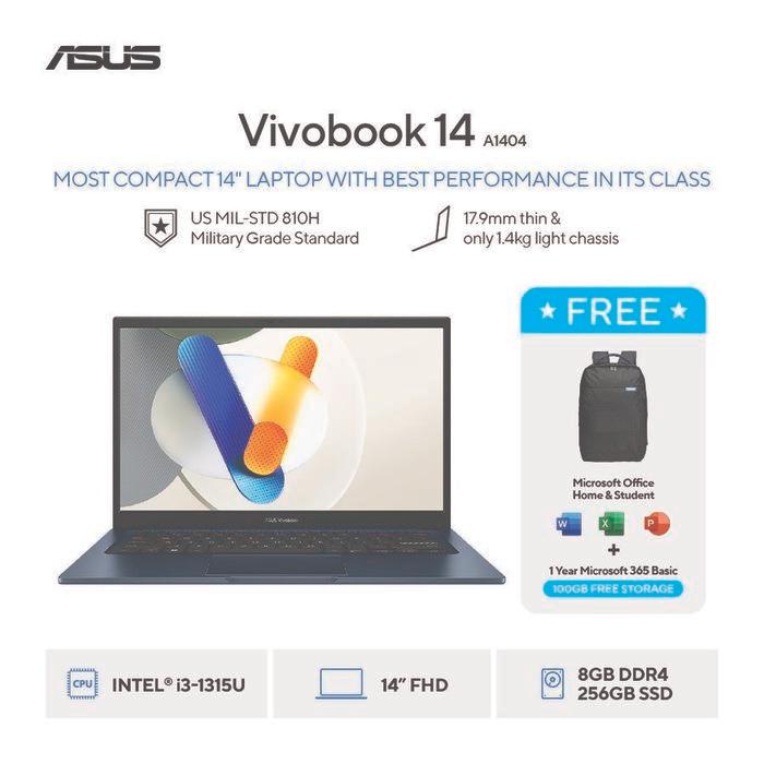 ASUS Vivobook 14 A1404VA-VIPS3821M [Intel Core i3-1315U / Intel UHD / 8GB DDR4 / 256GB / Quiet Blue / 14" FHD]