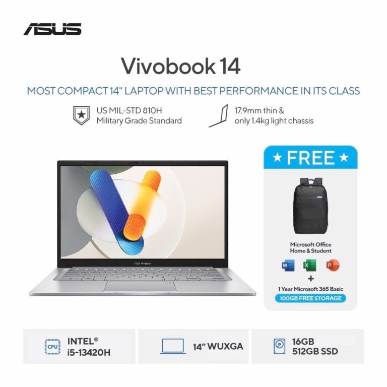 ASUS Vivobook 14 A1405VA-VIPS5152M [Intel Core i5-13420H / Intel UHD / 16GB DDR4 / 512GB / Cool Silver]