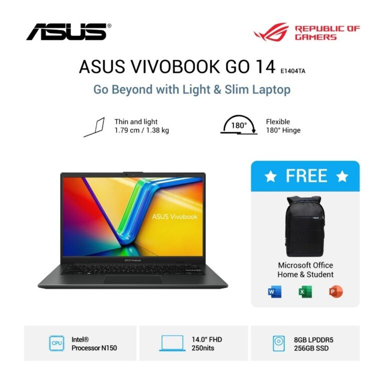 ASUS Vivobook Go 14 E1404TA [Intel N150 / Intel / 8GB LPDDR5 / 256GB / Mixed Black / Cool Silver]