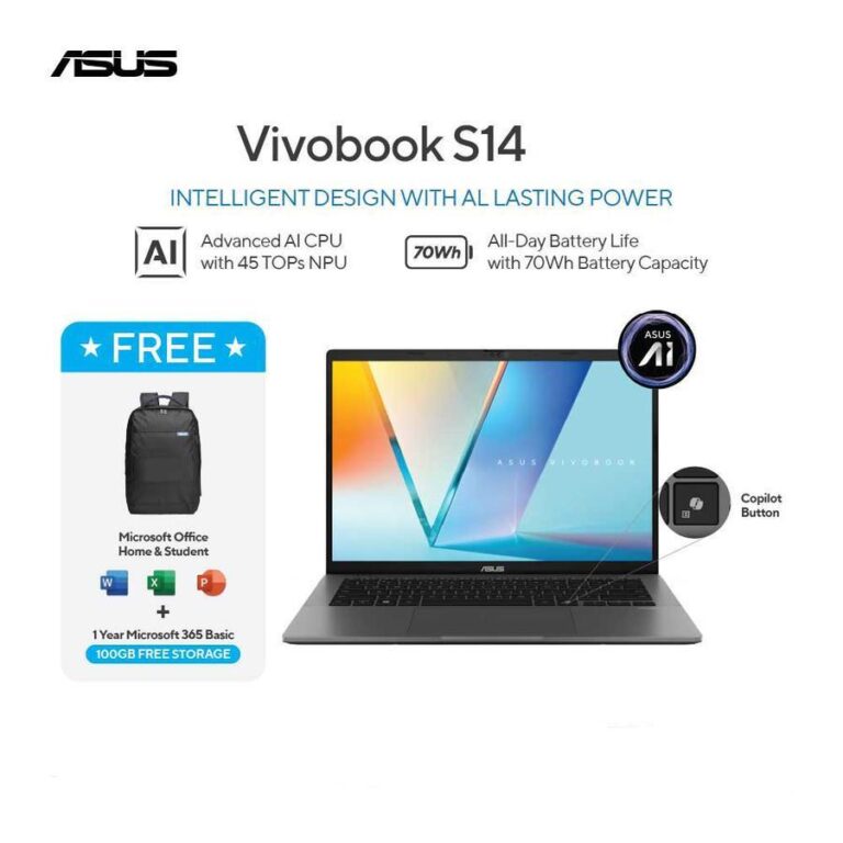 ASUS Vivobook S14 S3407CA [Intel Core Ultra 7 255H / Intel / 16GB LPDDR5X / 1TB / Grey/Silver]