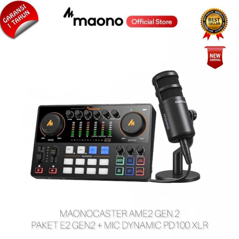 XKOMO Products 3 Maono AME2 Gen2 Audio Interface dengan Mikrofon PD100