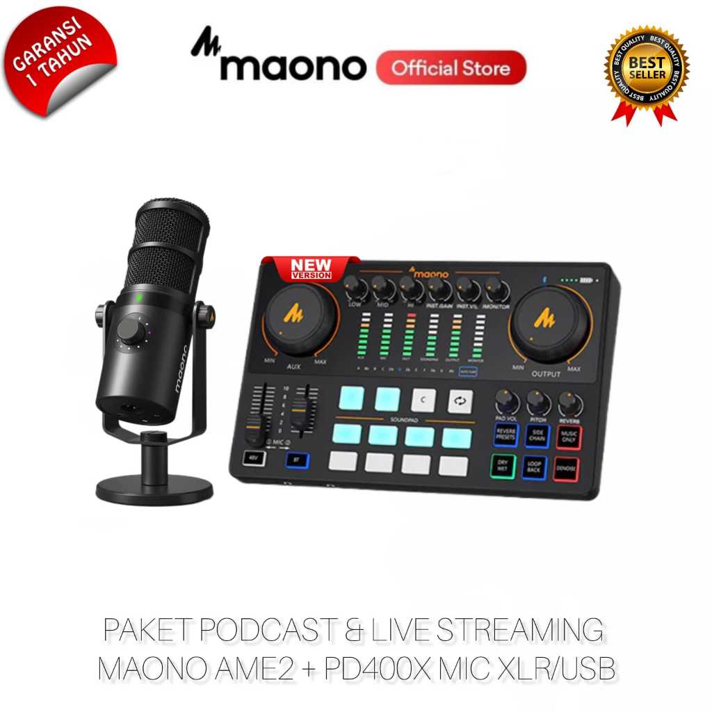 Maono AME2 + PD400X Podcast & Live Streaming Microphone Bundle