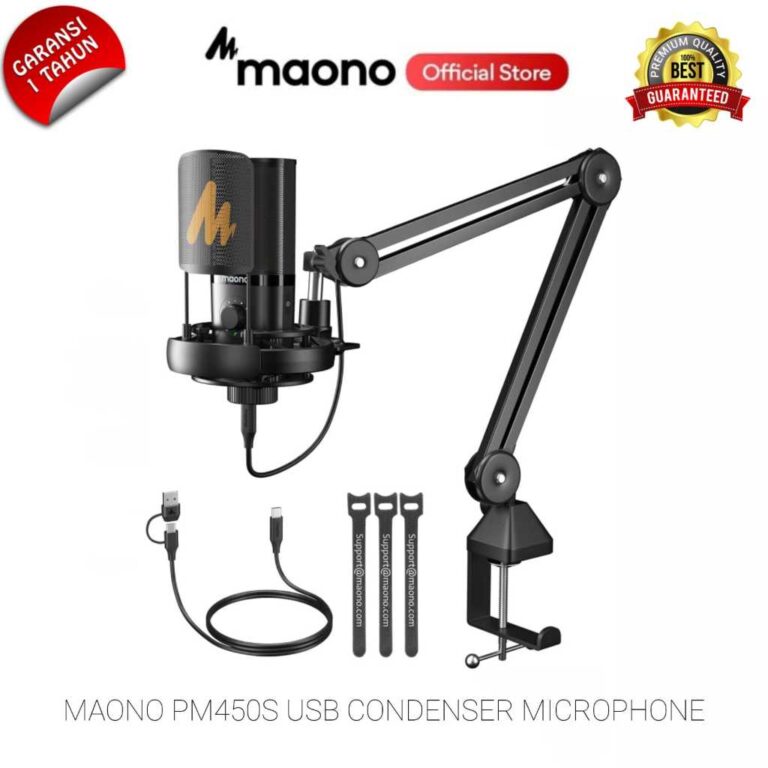 MAONO PM450S USB Condenser Microphone dengan Shock Mount dan Boom Arm