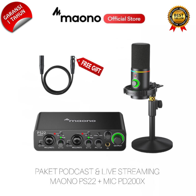 XKOMO Products 1 Maono PS22 + PD200X Paket Audio Interface dan Mikrofon