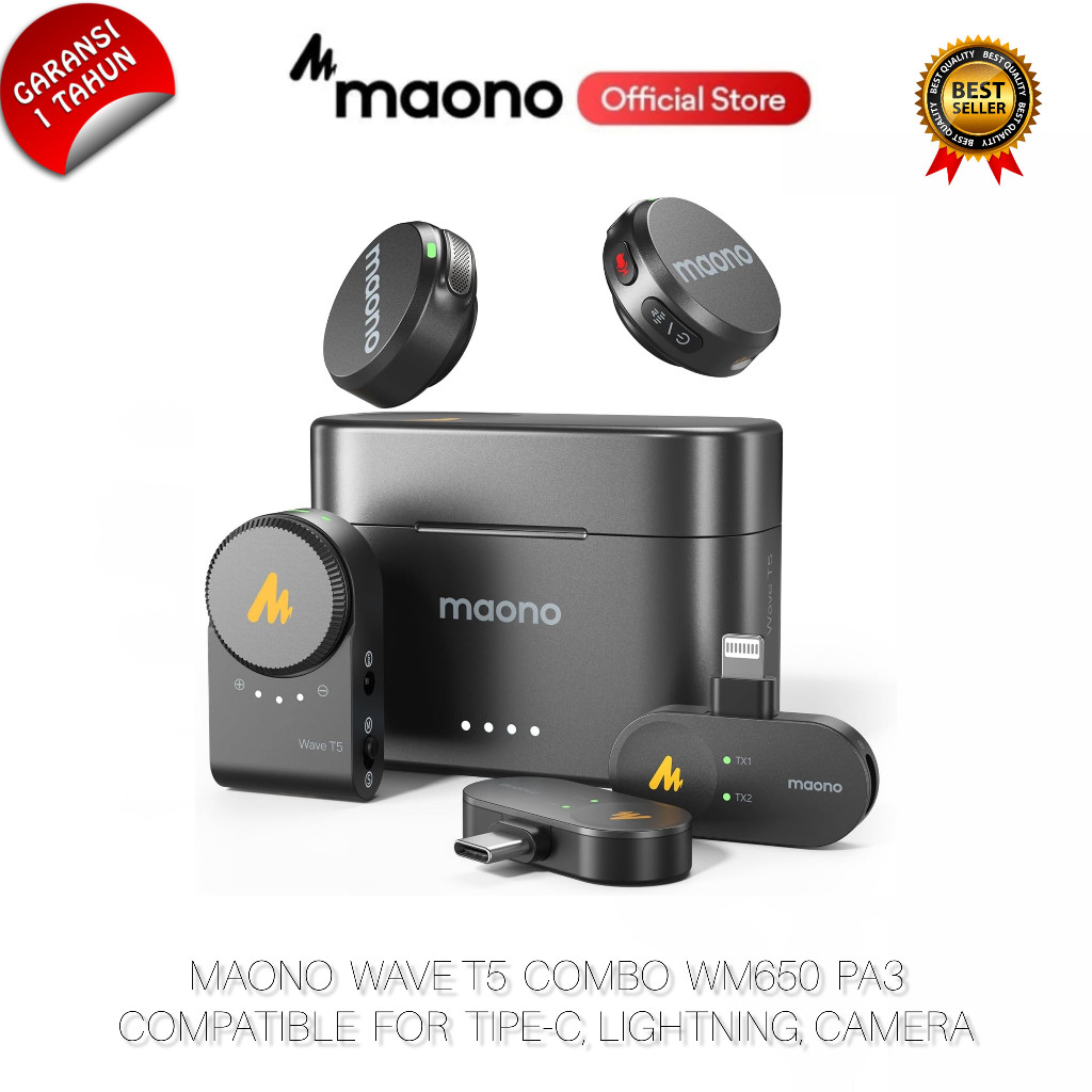 Maono Wave T5 WM650 PA3 Wireless Lavalier Microphone Combo