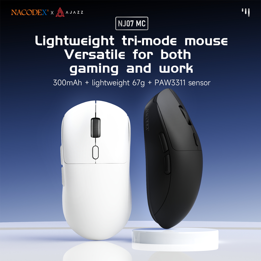 NACODEX x AJAZZ NJ07 MC Tri-Mode Gaming Mouse PAW3311 1 NACODEX x AJAZZ NJ07 MC Tri-Mode Gaming Mouse PAW3311