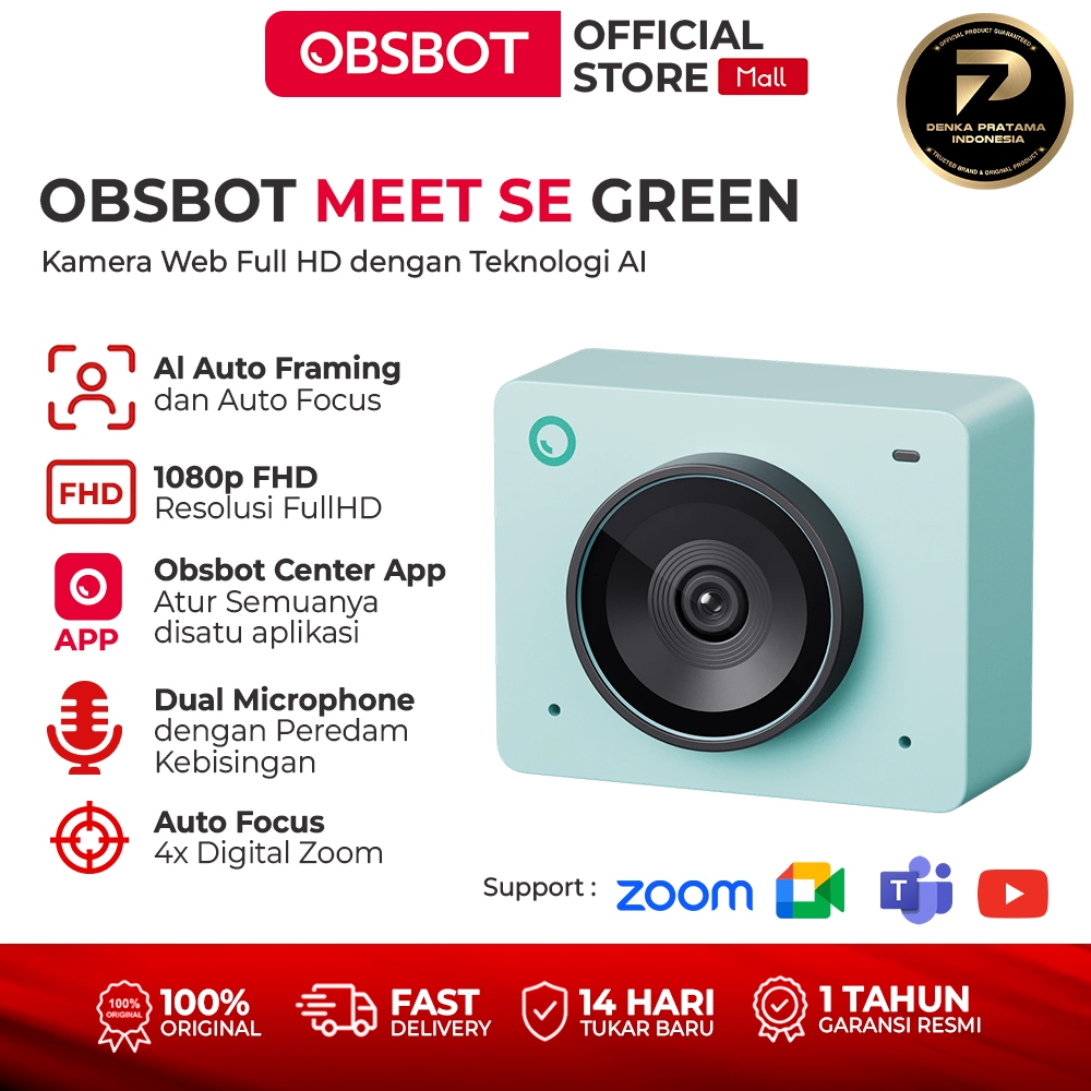 OBSBOT Meet SE Webcam Full HD 1080p 100fps Green 1 OBSBOT Meet SE Webcam Full HD 1080p 100fps Green