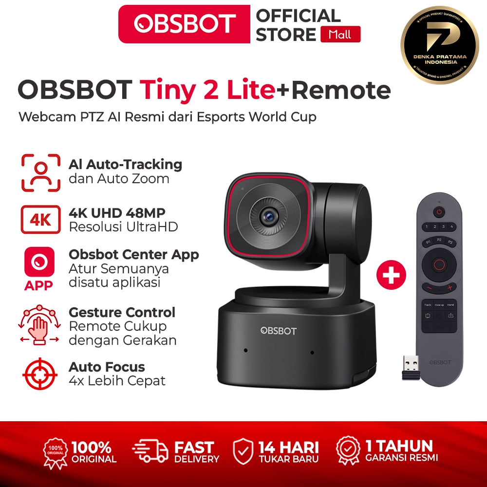 OBSBOT Tiny 2 Lite PTZ Webcam 4K 1 OBSBOT Tiny 2 Lite PTZ Webcam 4K